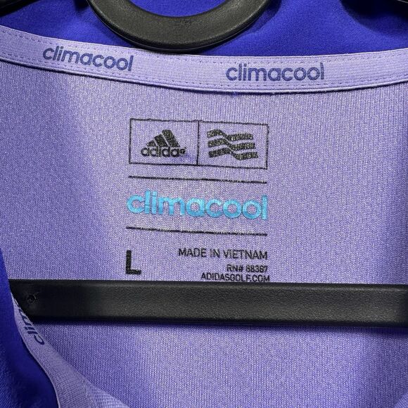 CBS Sports Logo Crew Worn Adidas Men’s L Golf Polo Embroidered Purple Climacool - Picture 4 of 9
